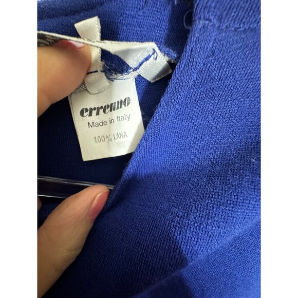 Vintage Erreuno Italian Royal Blue Wool Long Sleeve Dress Size 42 Eighties Class - Picture 6 of 6